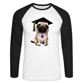 Bachelor Bulldogge Schulabschluss Studium Hunde - Unisex Baseballshirt langarm - Weiß/Schwarz - Vorne - Nik (191cm)