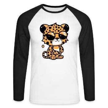 Zoolto le léopard - T-shirt baseball manches longues Homme - blanc/noir - Devant - Nik (191cm)