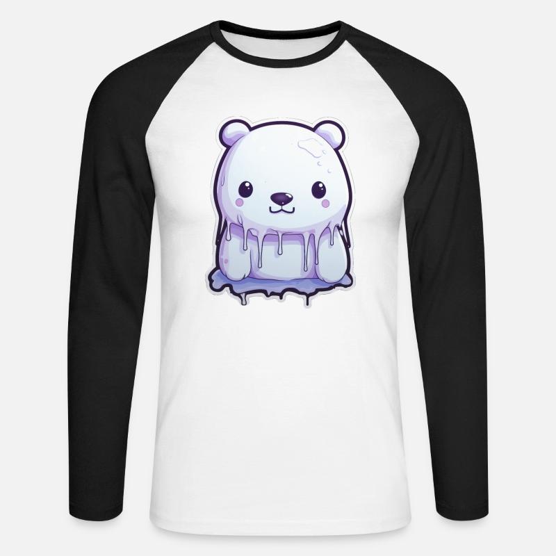 Süßer Eisbär Eis - Unisex Baseballshirt langarm - Weiß/Schwarz