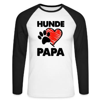 hunde papa - Unisex Baseballshirt langarm - Weiß/Schwarz - Vorne - Nik (191cm)