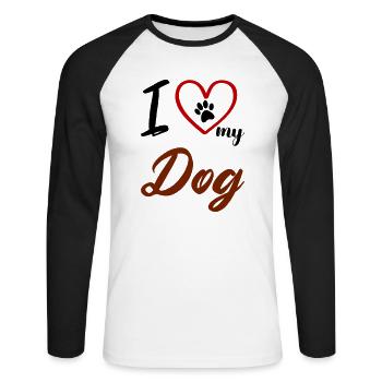 i love my dog 02 - Unisex Long Sleeve Baseball T-Shirt - white/black - Front - Nik (191cm)
