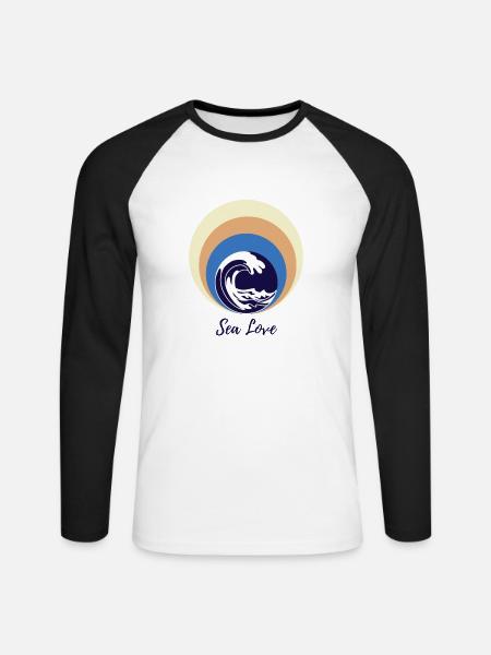 Sea Love - Unisex Baseballshirt langarm - Weiß/Schwarz