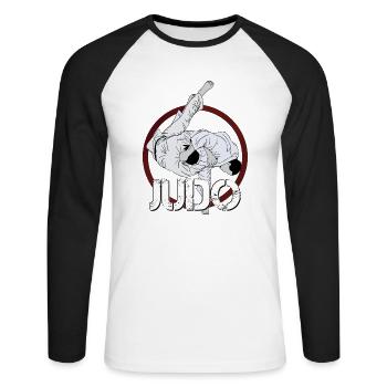 Judo Kampfsport - Unisex Baseballshirt langarm - Weiß/Schwarz - Vorne - Nik (191cm)