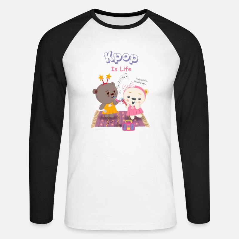 Lean & Loo Kpop Hemd - Unisex Baseballshirt langarm - Weiß/Schwarz