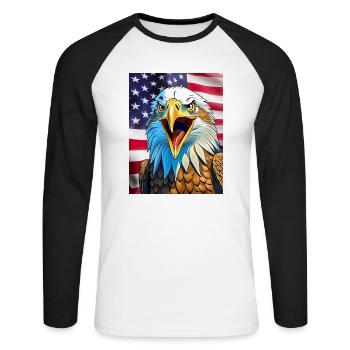 Adler - Unisex Baseballshirt langarm - Weiß/Schwarz - Vorne - Nik (191cm)