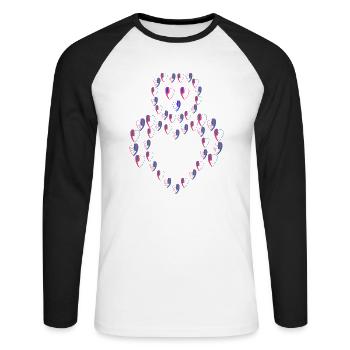 Abeille en coeur . - T-shirt baseball manches longues Homme - blanc/noir - Devant - Nik (191cm)