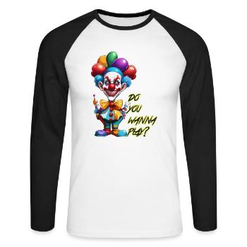 Clown / Circus / Carnival / Carnival / Playful - Unisex Long Sleeve Baseball T-Shirt - white/black - Front - Nik (191cm)
