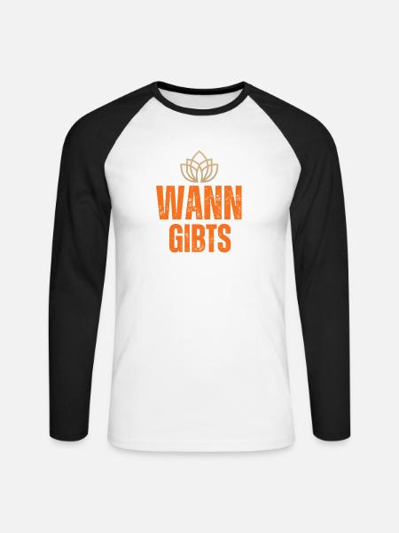 Wann gibt's Lecker Bierchen - Unisex Baseballshirt langarm - Weiß/Schwarz