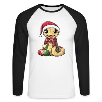 Snake Cobra Christmas - Unisex Long Sleeve Baseball T-Shirt - white/black - Front - Nik (191cm)