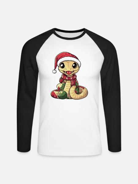Snake Cobra Christmas - Unisex Long Sleeve Baseball T-Shirt - white/black