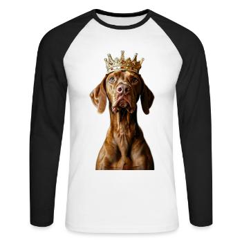 Vizsla - T-shirt baseball manches longues Homme - blanc/noir - Devant - Nik (191cm)