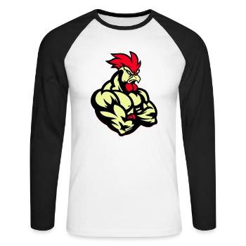 Coq Bande Dessinée - T-shirt baseball manches longues Homme - blanc/noir - Devant - Nik (191cm)