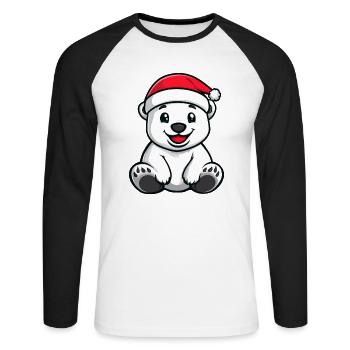 Polar Bear Christmas - Unisex Long Sleeve Baseball T-Shirt - white/black - Front - Nik (191cm)
