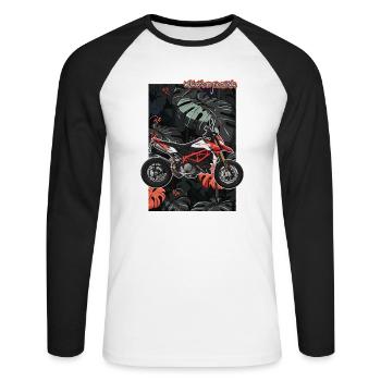 Superbike // Illustration - T-shirt baseball manches longues Homme - blanc/noir - Devant - Nik (191cm)
