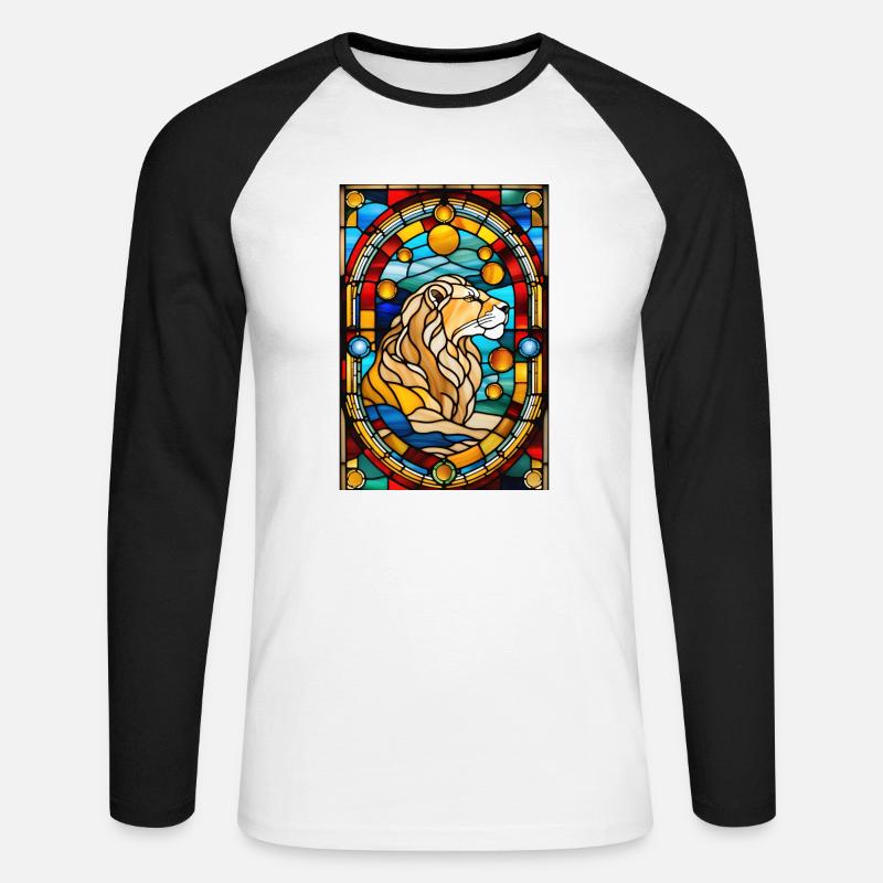 Löwe Astrologie Sternzeichen Geschenk - Unisex Baseballshirt langarm - Weiß/Schwarz