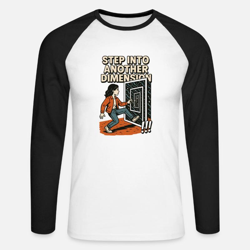 Step into another Dimension - Unisex Baseballshirt langarm - Weiß/Schwarz