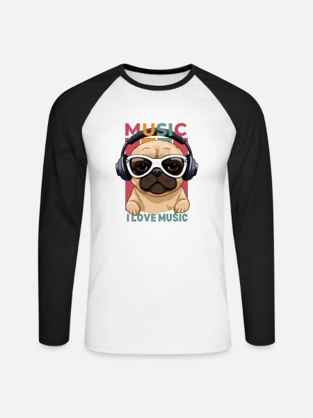 I love music - Unisex Baseballshirt langarm - Weiß/Schwarz