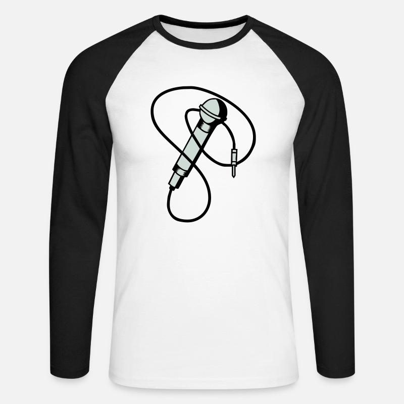microphone - Unisex Baseballshirt langarm - Weiß/Schwarz