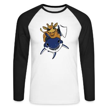 Giraffe Hai Kinder lustig Pirat Geschenk Weihnacht - Unisex Baseballshirt langarm - Weiß/Schwarz - Vorne - Nik (191cm)
