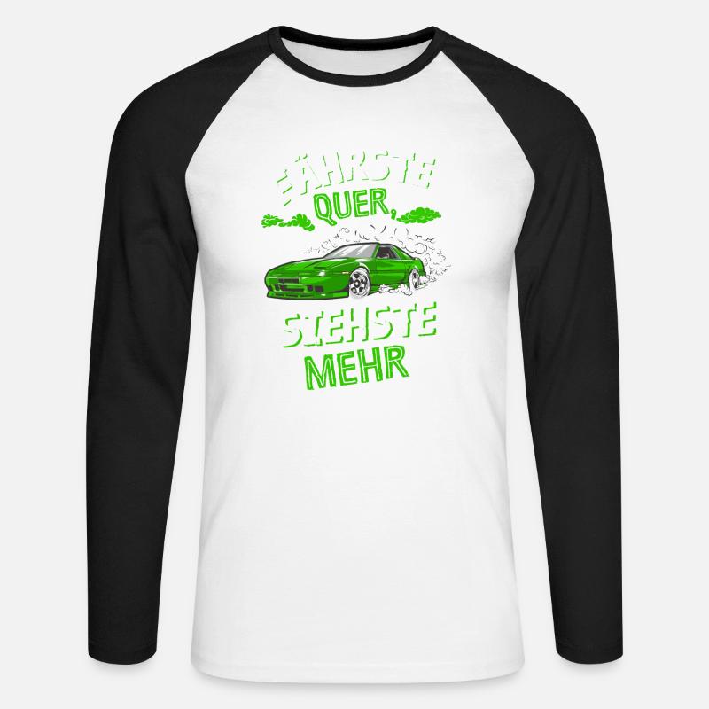 Fährste Quer siehste Mehr - Unisex Baseballshirt langarm - Weiß/Schwarz