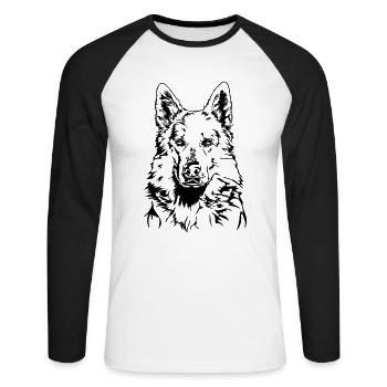 WHITE SWISS SHEPHERD Wilsign's dog motif - Unisex Long Sleeve Baseball T-Shirt - white/black - Front - Nik (191cm)