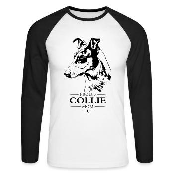 Collie Shorthair Maman Chien Chien Wilsigns - T-shirt baseball manches longues Homme - blanc/noir - Devant - Nik (191cm)