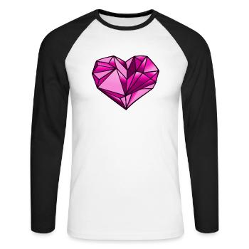 Heart geometric gift idea - Unisex Long Sleeve Baseball T-Shirt - white/black - Front - Nik (191cm)