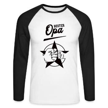 Bester Opa Enkel Team Enkelkind Enkelsohn und Opi - Unisex Baseballshirt langarm - Weiß/Schwarz - Vorne - Nik (191cm)