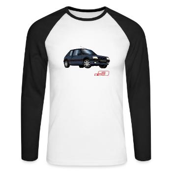 205 1,9 1991 1992 1993 Gris Graphite - T-shirt baseball manches longues Homme - blanc/noir - Devant - Nik (191cm)