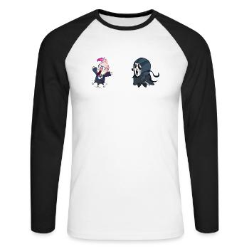 Not my favourite scary movie! - Unisex Long Sleeve Baseball T-Shirt - white/black - Front - Nik (191cm)