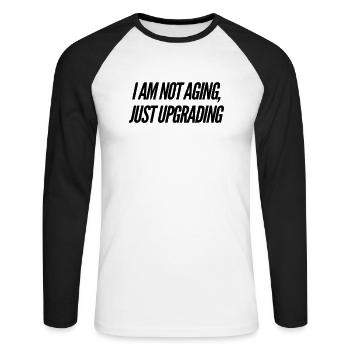 Geburtstagsgeschenk Idee - Unisex Baseballshirt langarm - Weiß/Schwarz - Vorne - Nik (191cm)