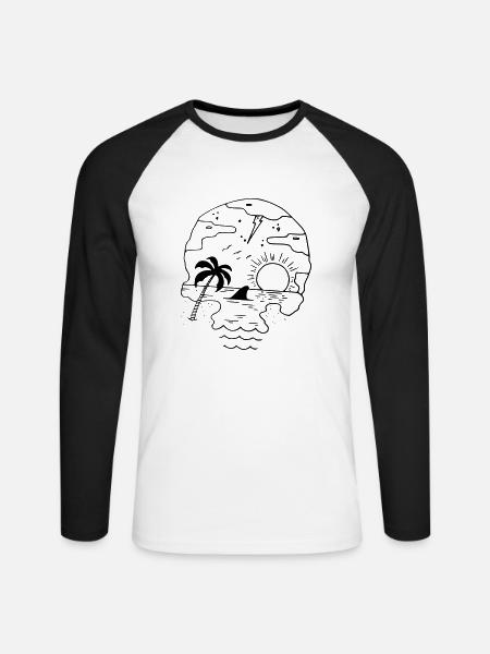 Tête de mort - T-shirt baseball manches longues Homme - blanc/noir