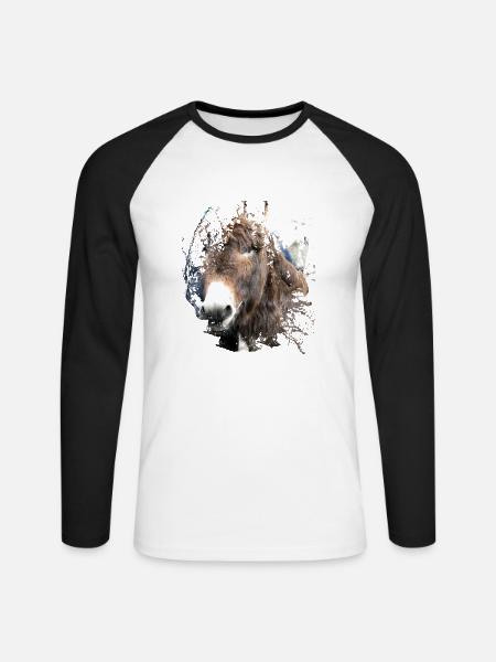 Der Esel mit dem zottigen Fell - Unisex Baseballshirt langarm - Weiß/Schwarz