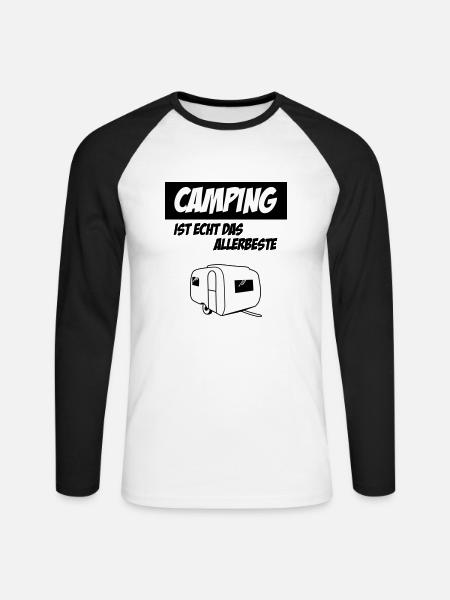 Camping Ist Echt Das Allerbeste - Unisex Baseballshirt langarm - Weiß/Schwarz