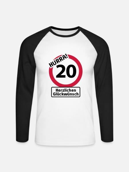 Hurrah 20 Birthday - Congratulations - Unisex Long Sleeve Baseball T-Shirt - white/black