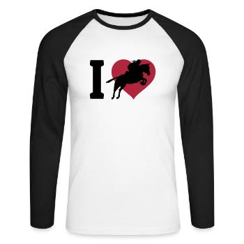 I love showjumping - T-shirt baseball manches longues Homme - blanc/noir - Devant - Nik (191cm)