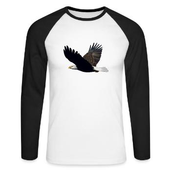 adler eagle bussard falke habicht hawk falcon11 - Unisex Baseballshirt langarm - Weiß/Schwarz - Vorne - Nik (191cm)