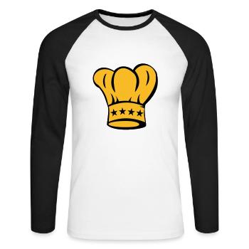 Sternekoch - Koch - Köchin - Kochmütze - Unisex Baseballshirt langarm - Weiß/Schwarz - Vorne - Nik (191cm)