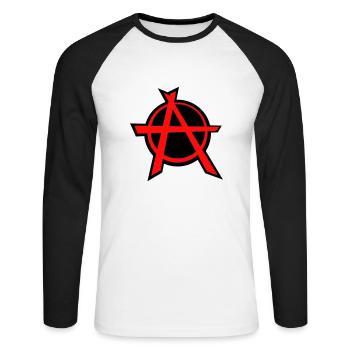 Anarchiste - T-shirt baseball manches longues Homme - blanc/noir - Devant - Nik (191cm)