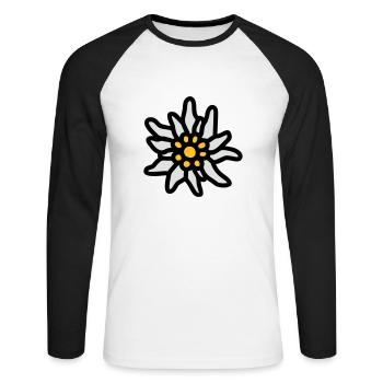 T-Shirt "Edelweiss" for , Dirndl, - Unisex Long Sleeve Baseball T-Shirt - white/black - Front - Nik (191cm)