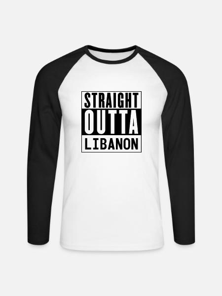 Libanon - Unisex Baseballshirt langarm - Weiß/Schwarz