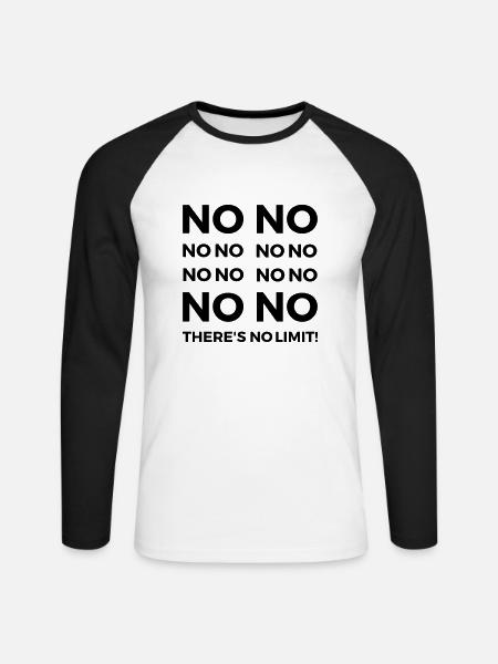 NO LIMIT - Unisex Baseballshirt langarm - Weiß/Schwarz