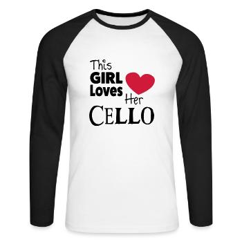 This Girl Loves Her Cello - T-shirt baseball manches longues Homme - blanc/noir - Devant - Nik (191cm)