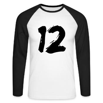 Brushed 12 - Unisex Baseballshirt langarm - Weiß/Schwarz - Vorne - Nik (191cm)