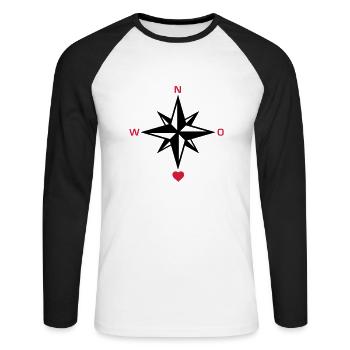 south_heart_072011_a_2c - Unisex Long Sleeve Baseball T-Shirt - white/black - Front - Nik (191cm)