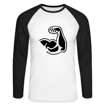 bicep_1__f1 - T-shirt baseball manches longues Homme - blanc/noir - Devant - Nik (191cm)