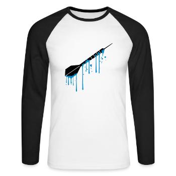nass tropfen graffiti spray logo cool spielen dart - Unisex Baseballshirt langarm - Weiß/Schwarz - Vorne - Nik (191cm)