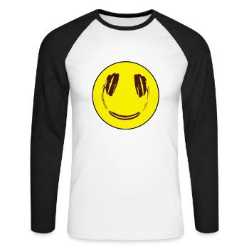 Smily - Unisex Baseballshirt langarm - Weiß/Schwarz - Vorne - Nik (191cm)