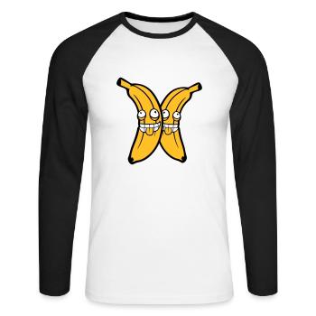2 friends team couple banana fruit crazy grimace - Unisex Long Sleeve Baseball T-Shirt - white/black - Front - Nik (191cm)