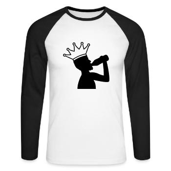Beer King - Unisex Long Sleeve Baseball T-Shirt - white/black - Front - Nik (191cm)
